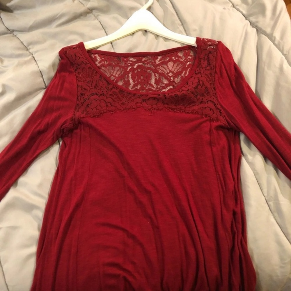 Red lace hollister top